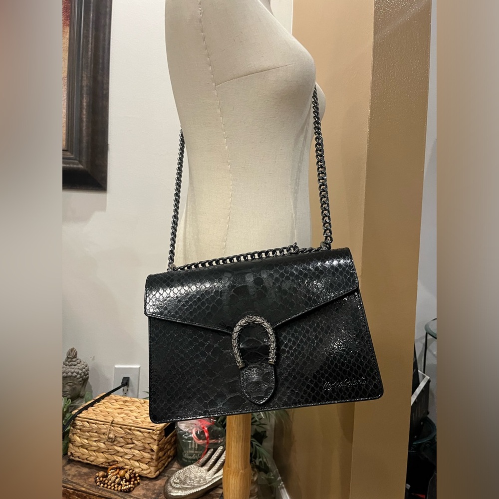 Marina Galanti 🇮🇹 Black Reptile Skin Shoulder Bag - Picture 17 of 17